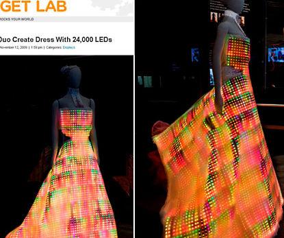 Vestido luminoso tem 24 mil lâmpadas LED bordadas 